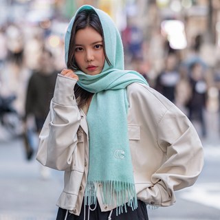 CARPE DIEM Logo刺繡羊毛圍巾