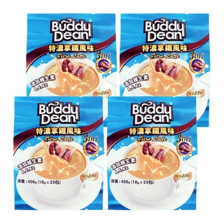 Buddy Dean 巴迪 三合一咖啡 特濃拿鐵風味 添加維生素A E B2, 18g, 25包, 4袋