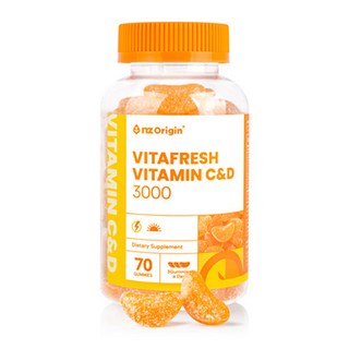nz Origin Vita Fresh維他命C&D 3000橘子軟糖, 70顆, 1罐
