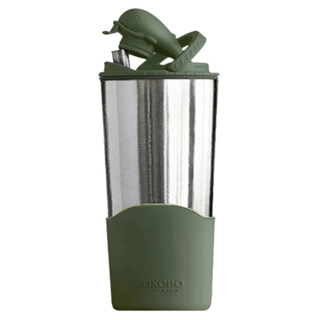 TiKOBO 鈦工坊 純鈦鯨魚杯2代 雙層真空飲料杯/環保杯/冰霸杯/保溫杯 附粗吸管, 焙茶綠, 1個, 700ml