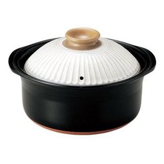 GINPO 銀峯 陶器 萬古燒菊花炊飯鍋 粉引 2合 1~2人用 白色 1.2L, 1個, 19.5cm