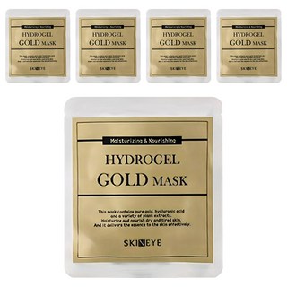 SKINEYE 黃金水凝膠面膜 含玫瑰花水 魚腥草萃取物 白樺樹葉 提供水分 鎮靜敏感肌, 5片, 1組