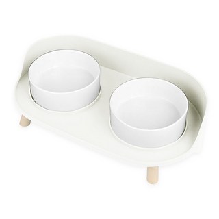 RESPET 寵物 Eureka 陶瓷餐桌雙碗組, 白色, 1套