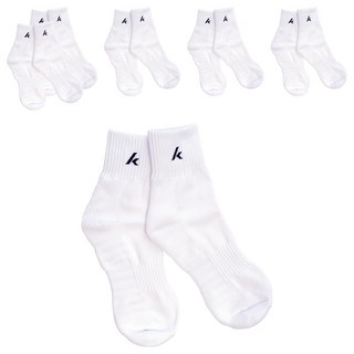 kawasaki 川崎 男款 運動厚底呼吸襪 網羽球運動襪 KXS160 6雙 白底黑字, 24~27cm