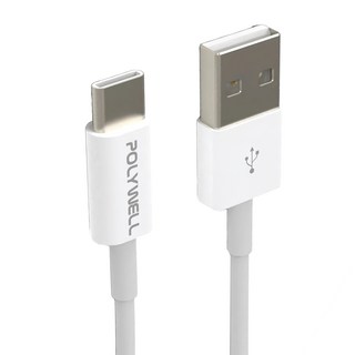 POLYWELL 寶利威爾 Type-A To C 安卓快充線 PW15-W45-A173, 2m, 白色, 1條