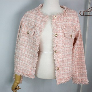 The Flow Commerce 女性日常粉彩法式粗花呢夾克