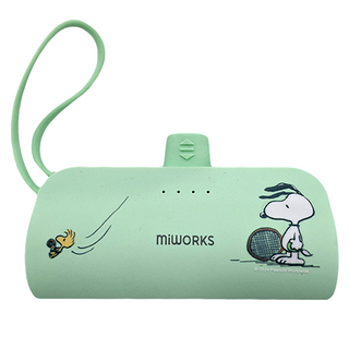 miWORKS 米沃 iCute隨身行動電源 Type-C 3200mAh 79 x 35.5 x 27mm 史努比 90g, SNPPB-2312-07-T, 綠色