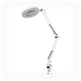 專業八倍鏡 LED環形放大鏡檯燈 夾座款, 白色
