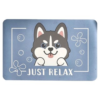 矽藻土軟地墊 2入組 藍底貓貓圖案 軟質地墊 觸感舒適 好握收納 矽藻泥+乳膠發泡層 吸水乾爽 方便清潔滑溜 橡膠防滑底, 60 x 40cm, 藍底 哈士奇, 1組
