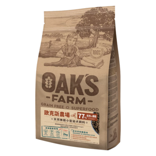 OAK'S FARM 幼犬天然無穀乾飼料 高Omega3, 鮭魚+磷蝦, 2kg, 1袋