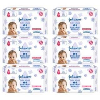 嬌生嬰兒純水潔膚柔濕巾 棉柔加厚型, 全新升級纖維, 無香精, 無酒精, 溫和配方, 80張, 6包