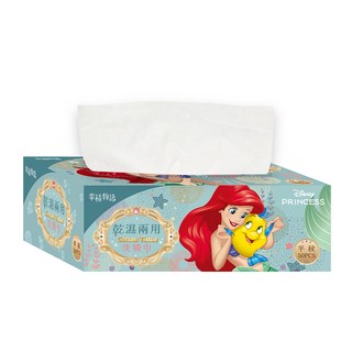 明基健康生活 幸福物語 迪士尼公主系列 乾濕兩用洗臉巾 平紋 50抽/盒, 愛麗兒, 1盒