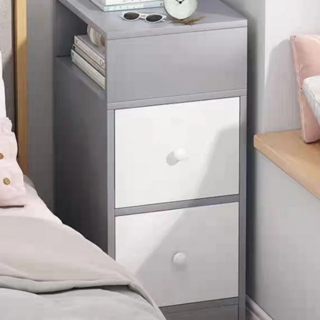 兩抽一格邊櫃 213-HY, 30cm, 莫蘭迪灰 + 白色, 2抽