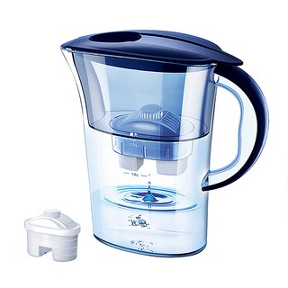 ANTIAN 家用自來水直飲濾水壺 附濾芯 2.5L, 藍色 + 透明色, 1個