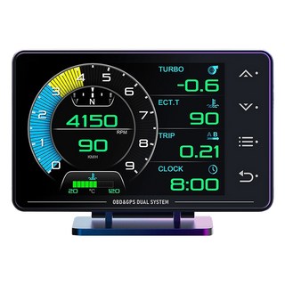 XS 多功能汽車抬頭顯示器 液晶儀錶 觸控按鍵 OBD2 + GPS + 陀螺儀 雙系統 3.5吋, 1個, 黑色