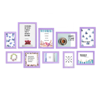 iINDOORS 英倫家居 北歐簡約實木相框10件組, 粉紫色, 1組