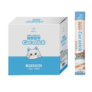 바른생각 고양이 스틱 100p, 1.5kg, 1개, 혼합맛(대구/캣그라스)