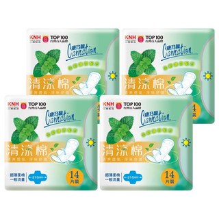 康乃馨 清涼棉衛生棉, 一般流量型 21.5cm, 14片, 4包