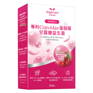 Angel LaLa 天使娜拉 Cran-Max蔓越莓甘露糖益生菌膠囊, 30顆, 600mg, 1盒