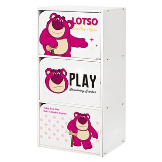 收納王妃 迪士尼 玩具總動員三層木門櫃, 白色