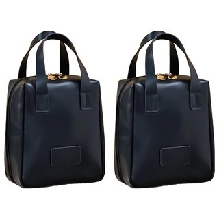 貝殼手提化妝包 Set 2 PU皮革, 16 x 6 x 21cm, 經典黑