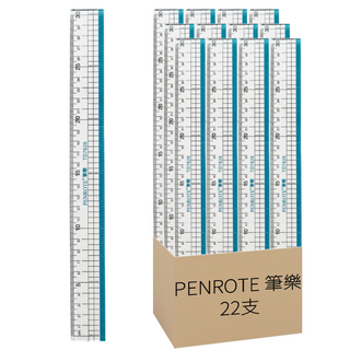 PENROTE 筆樂 30CM 直尺 超透明標尺 適用於一般丈量, 透明色, 22支