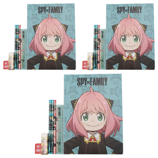 間諜家家酒袋裝筆記文具組, 藍色, 3組