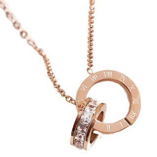 RADIANT STAR 璀璨之星 鈦鋼 巡迴女伶雙環圈套羅馬刻紋項鍊 KTL485