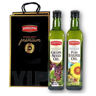 Andalunia 葡萄籽油 500ml + 葵花籽油 500ml 套組, 1套