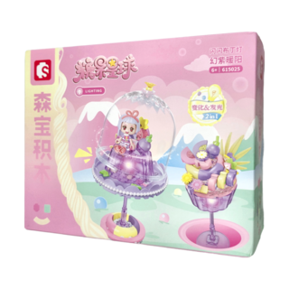 SEMBO BLOCK 森寶積木 閃閃布丁燈 幻紫暖陽, 8歲以上適用, ABS塑膠材質, 1盒, 106