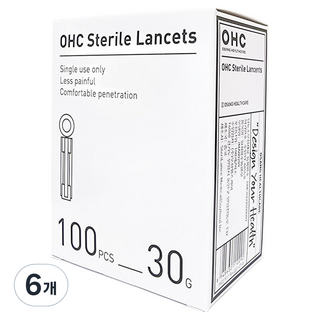 오상헬스케어 멸균 란셋 30G 채혈침, 6개, 100개입