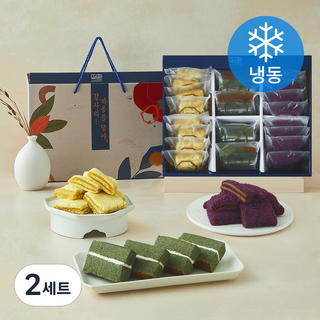 떡편 정성 2호 단호박 카스테라 인절미 50g x 8개입 + 콩고물 쑥 쌀케익 30g x 4개입 + 자색고구마 카스테라 인절미 50g x 8개입 선물 세트 (냉동), 2세트
