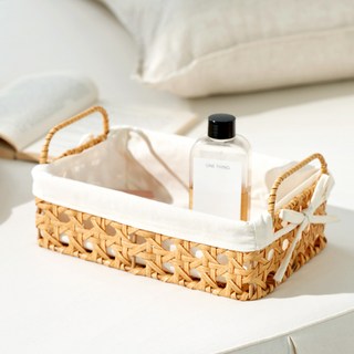 하우스레시피 PP 라탄 케인 바스켓, 베이지, 1개