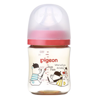 pigeon 貝親 實感哺乳塑膠奶瓶 0個月以上, 彩繪熊, 160ml, 1瓶