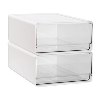 코멧 홈 투명창 서랍 다용도 펜트리 정리함, 화이트, 2개