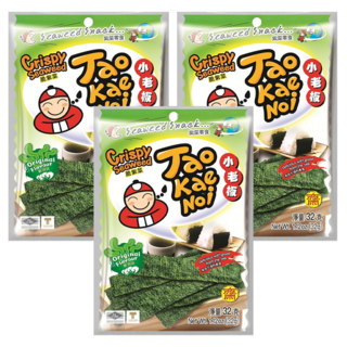 TAO KAE NOI 小老板 厚片海苔 原味, 32g, 3包