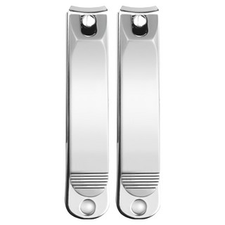 不鏽鋼防飛濺指甲剪2件組 大(7.6 x 1.6cm), 1組, 珍珠銀