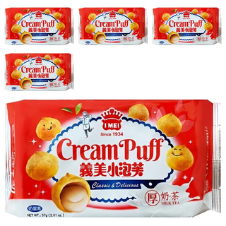 義美 小泡芙 厚奶茶, 57g, 5包