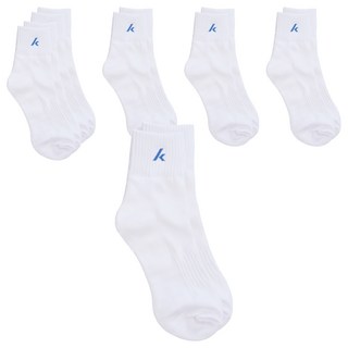 kawasaki 川崎 男款 運動厚底呼吸襪 網羽球運動襪 6雙, 白底藍字, 1組