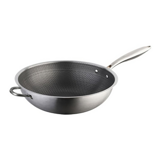 蜂巢炒鍋 高級不鏽鋼材質 外徑36cm 鍋深9cm, 34cm, 1個