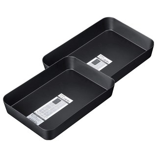 NAKAYA 黑色塑膠收納盒 2個, 黑色, 1組