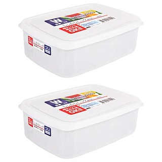 NAKAYA 塑膠保鮮盒抗菌保鮮盒 19.3 x 13.9 x 6.4cm 透明色 1300ml, 2個, 1組