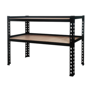 KI WISH 居家生活 黑色角鋼 免螺絲 高度可調整 雙面木紋可替換 單層平均荷重60公斤, 91 x 25 x 65cm, 2層