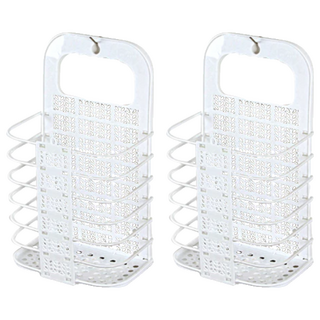 壁掛洗衣籃 小號2入組 20 x 12.5 x 37cm 白色 可折疊設計