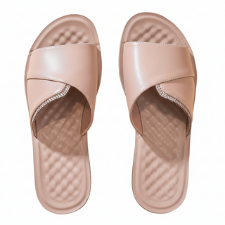 GIPOARNN 紀珀尼 真皮頭層牛皮乳膠軟墊女士防滑室外拖鞋 LS33, 38cm, 香芋