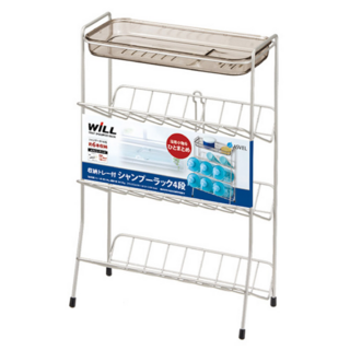 ASVEL 四段式浴室置物架 寬版 金屬材質防水防鏽 可放置6瓶洗髮精沐浴乳, 銀色, 1個