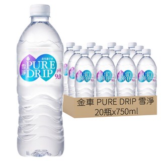 金車 PURE DRIP 雪淨 鹼性離子水, 750ml, 20瓶