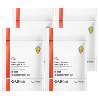 大醫生技 愛爾蘭海藻鈣鎂D錠PLUS 黃金配方鈣鎂比3:1 含維生素D3 維生素K, 60錠, 4包