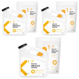 레인보우샵 왕톡톡이 과탄산소다 산소계표백제 리필세트, 1kg, 3개