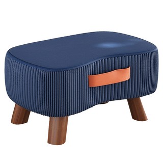 德利生活 軟包手提小矮凳 深藍色 舒適軟墊 小巧易攜, 1入